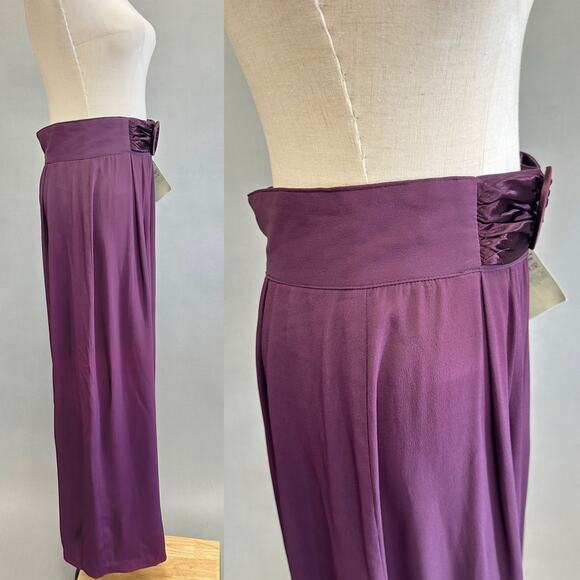 Cache purple high waist wide leg palazzo cumberbund pants‎ Size 12 Deadstock NWT - Picture 2 of 15
